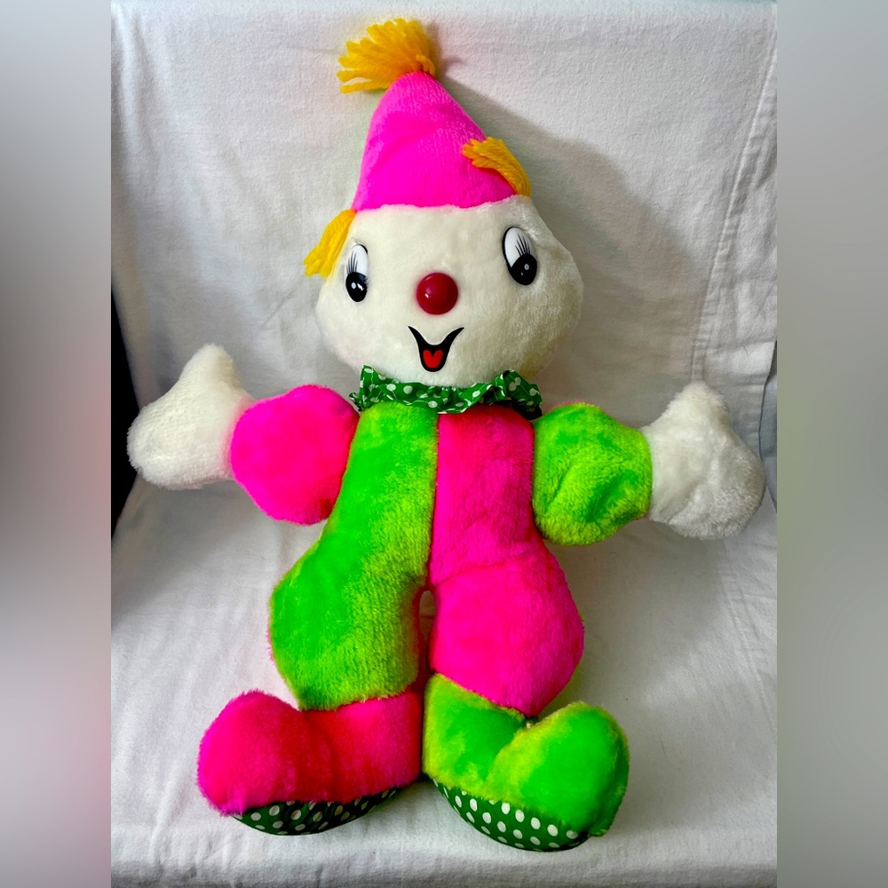 Clown Carnival Plush Superior Toy Novelty Stuffed Toy Pink 60s 22” Vintage